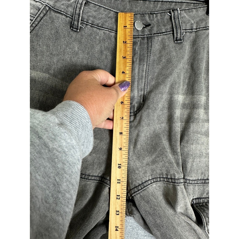 Super Baggy Wide Leg Cargo Jeans Mens 32x31 Faded Grey Streetwear Denim - Picture 9 of 10